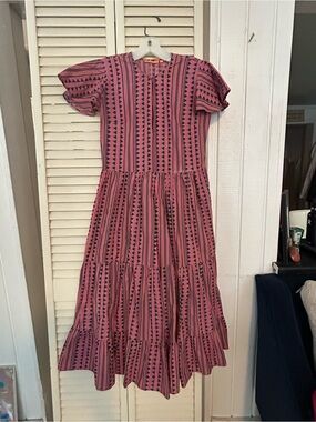 Pink Patterned Woman’sTiered Dress